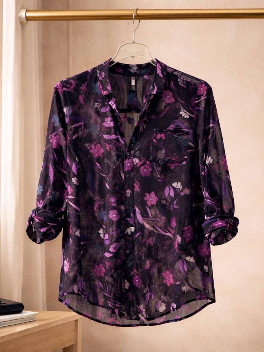 Kut From The Kloth Floral Sheer Blouse  womens xsmall size